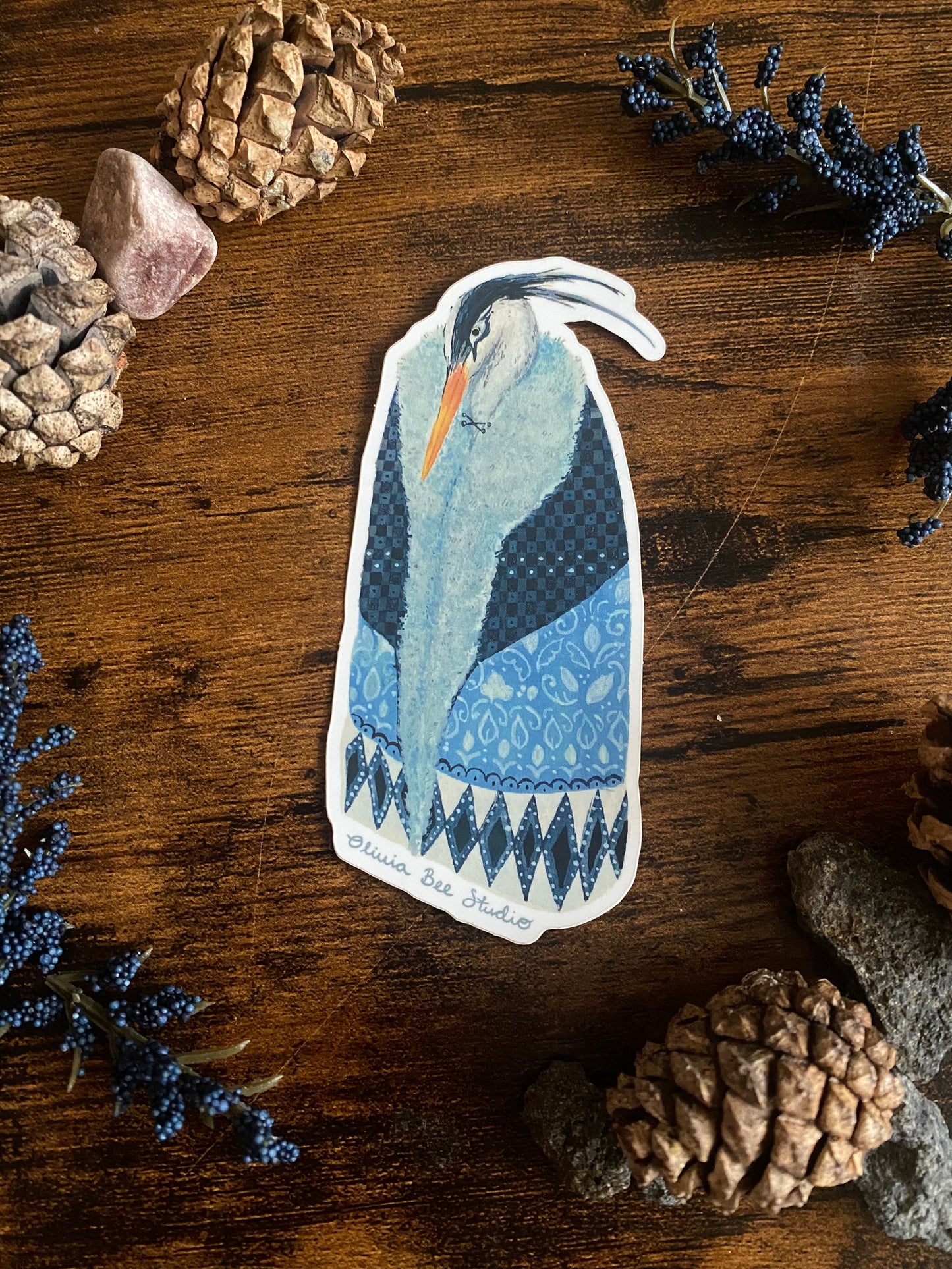 The Great Blue Heron in Winter sticker