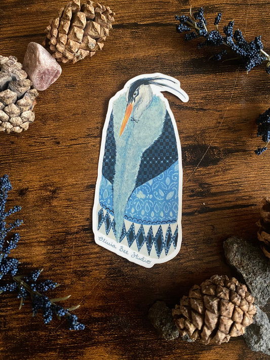 The Great Blue Heron in Winter sticker