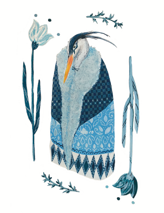 Blue Heron Winter Coat print